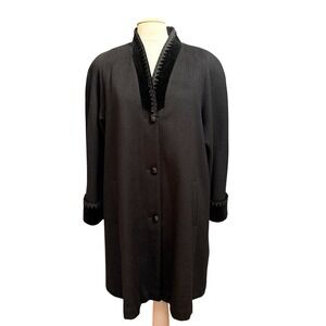 Projections Womens Size 12 Black Wool Velvet‎ Trim Dress Coat Goth Formal Office